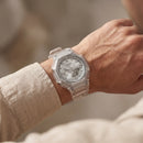 Transparent Case Silver Dial Digital-Analog Sports Watch