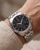 Silver Stainless Steel Chronograph with Black Dial