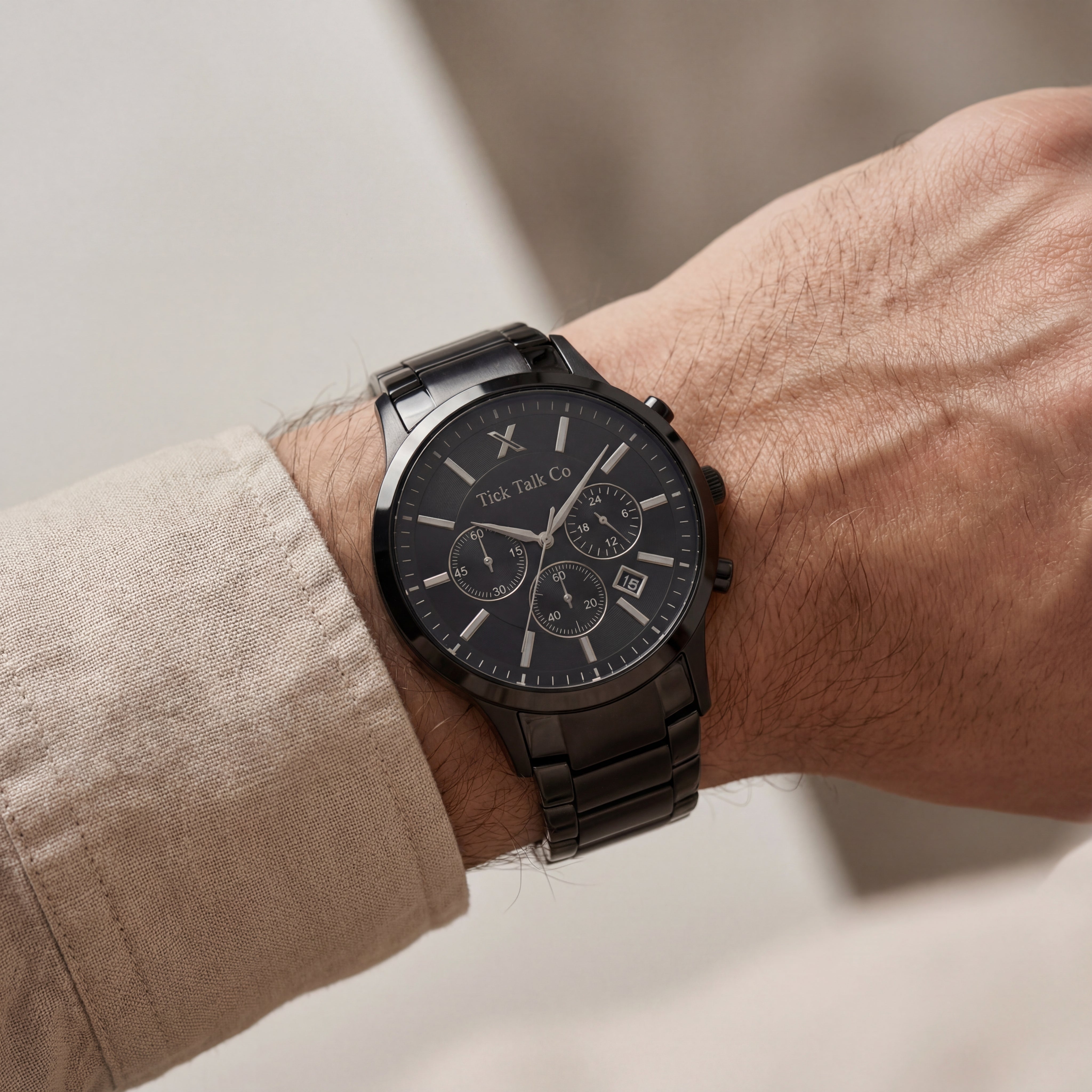 All-Black Chronograph Stainless Steel Men’s Watch