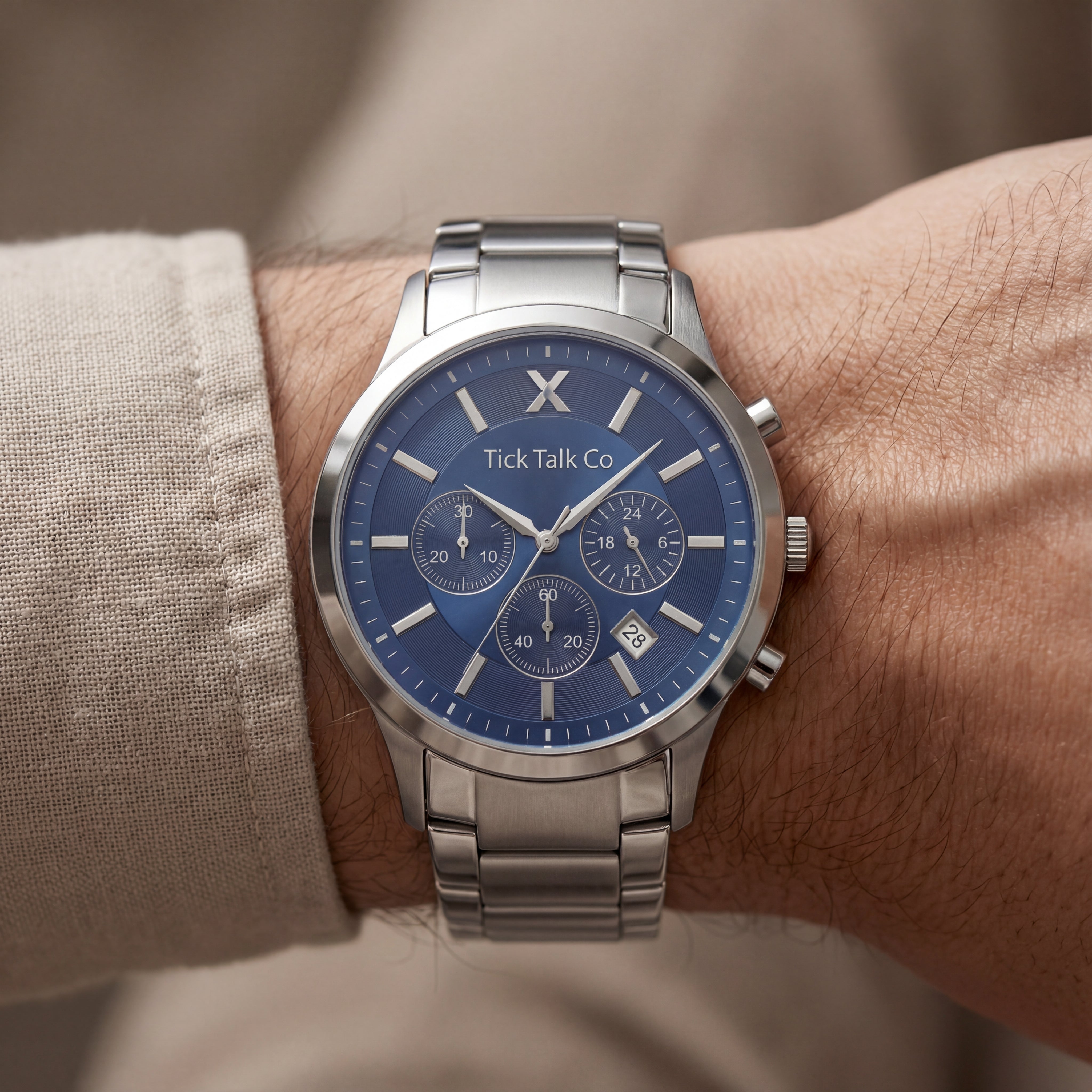 Silver Blue Chronograph