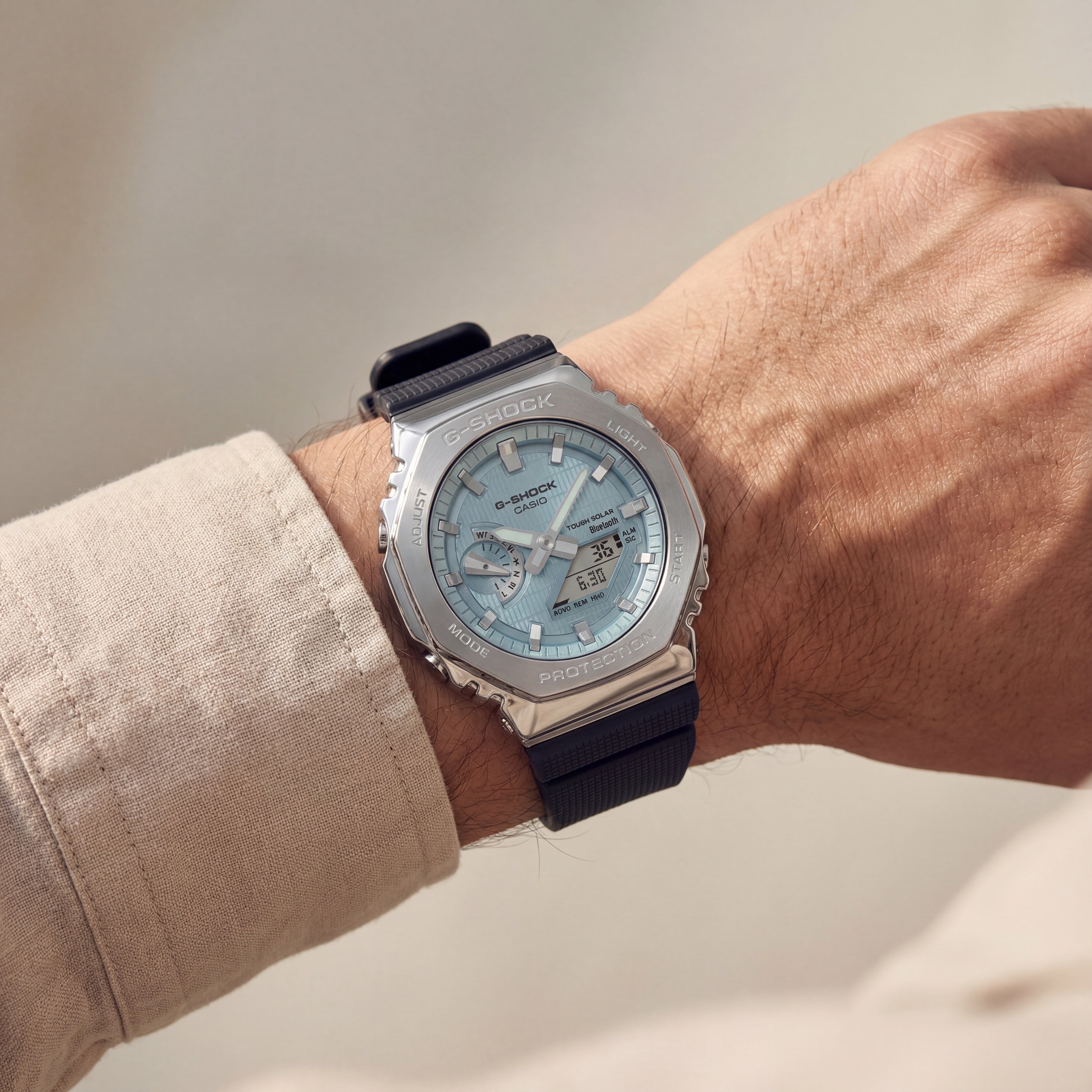 Ice Blue Hybrid Solar Sports Protection Watch