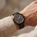 Matte Black Minimal Chronograph Stainless Steel Watch