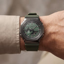 Olive Green Tactical Analog-Digital Sports Watch for Men