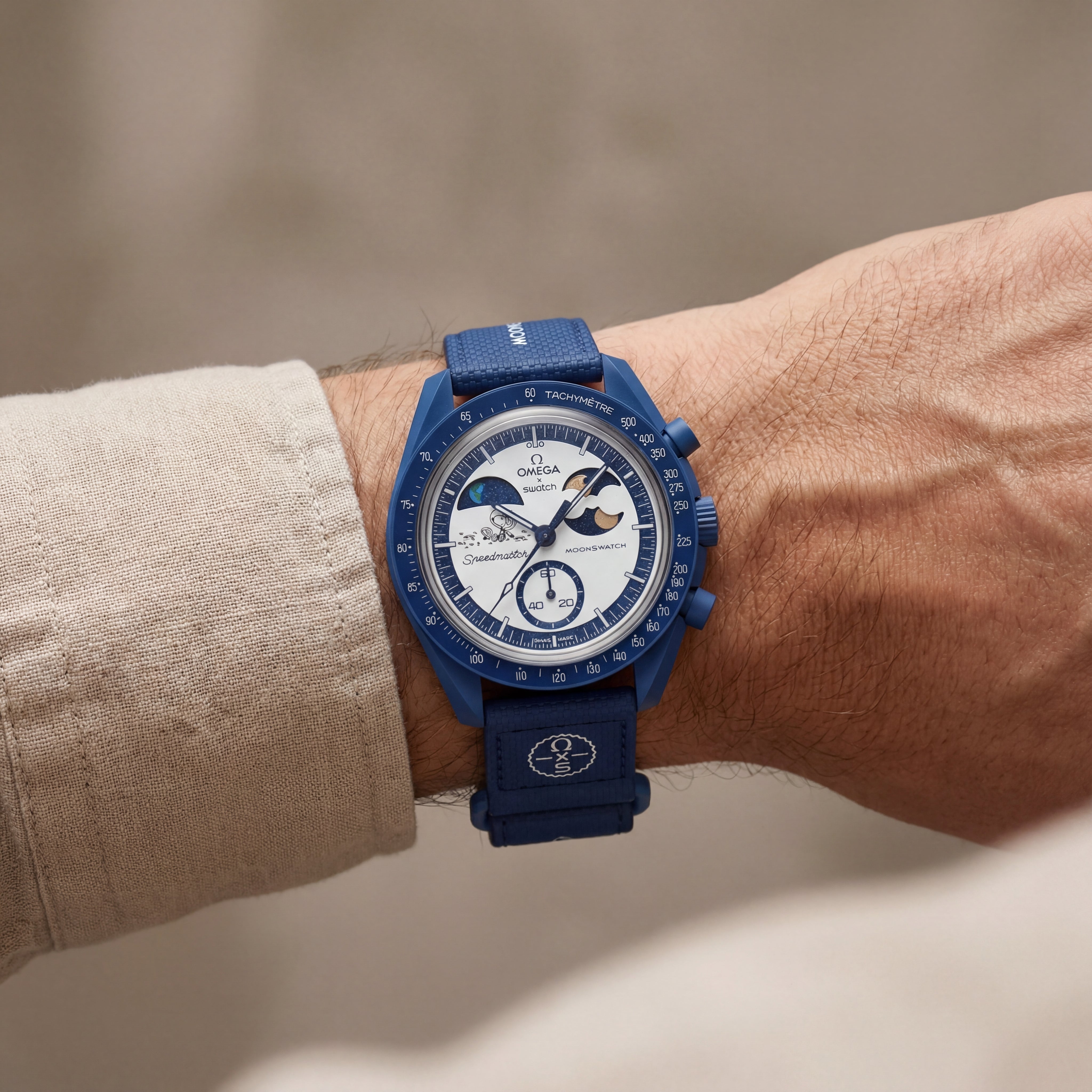 Blue Moon Chronograph Watch with Tachymeter Bezel