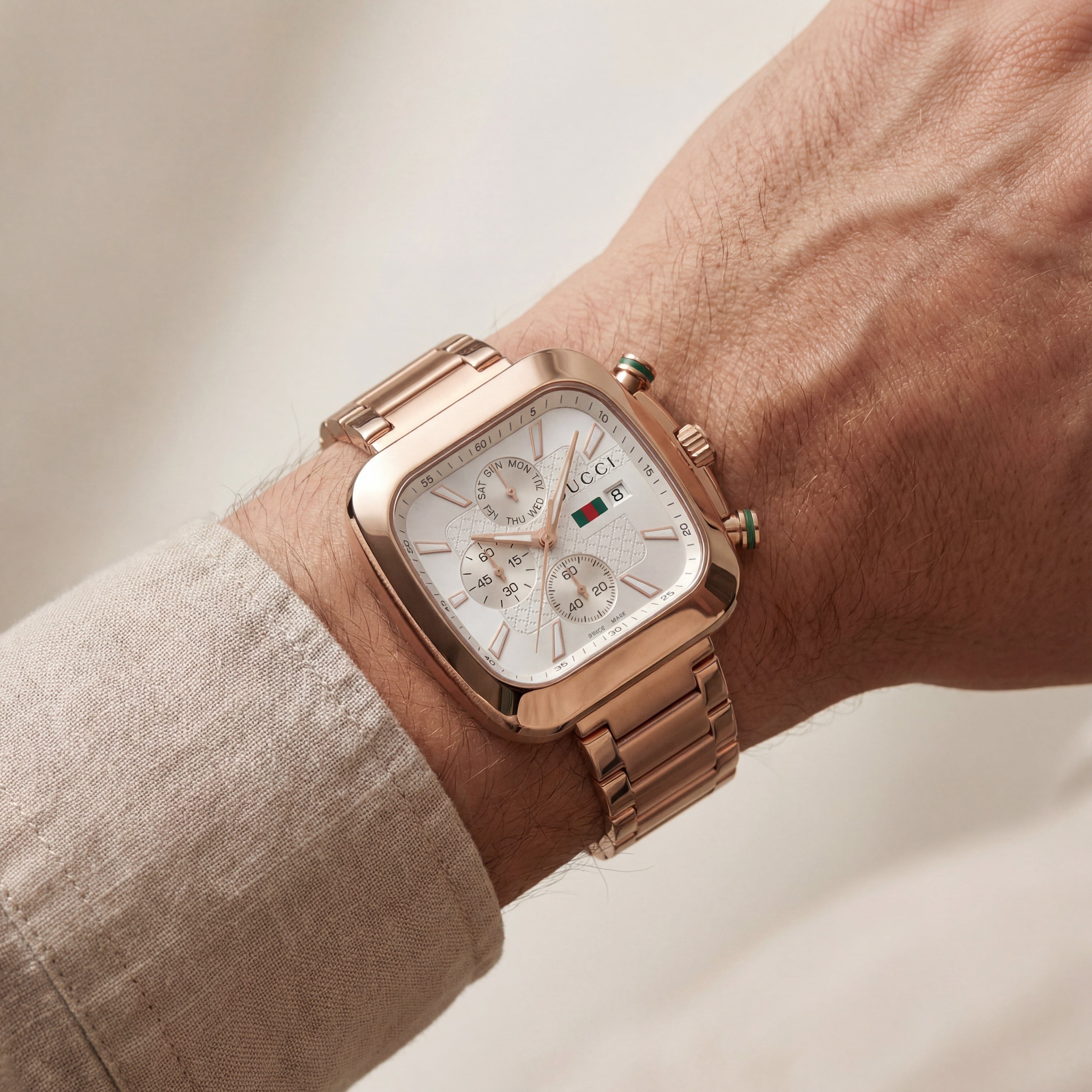 Rose Gold Square Chronograph Men’s Watch