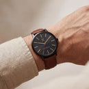 Centrix Black Gold Classic Leather Watch