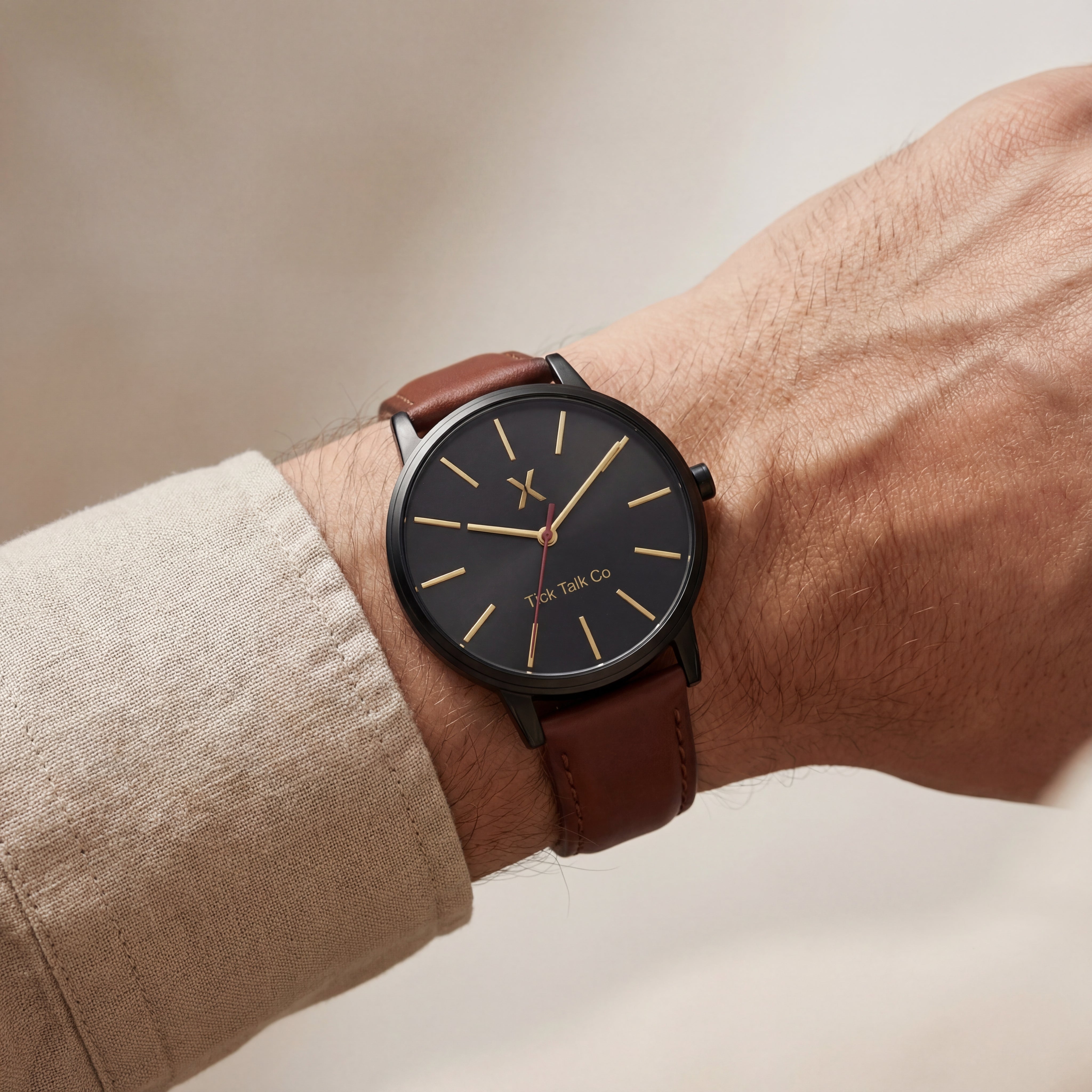 Centrix Black Gold Classic Leather Watch