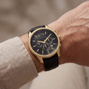 Regal Noir Gold Chronograph Leather Watch