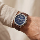 Centrix Midnight Blue Silver Chronograph Leather Watch
