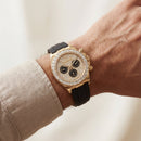 Gold Chronograph Diamond Bezel Luxury Watch with Black Strap