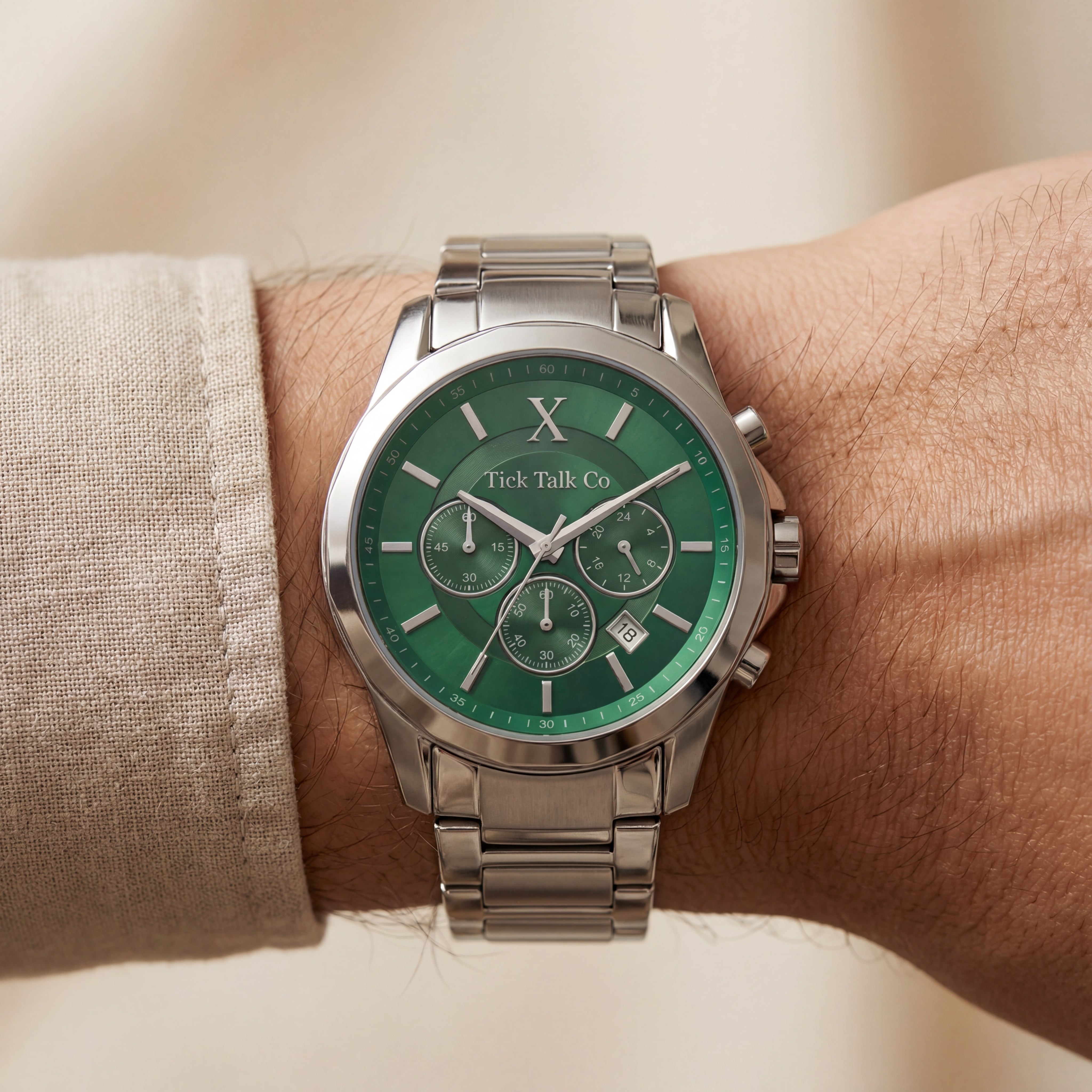 Centrix Emerald Green Chronograph Silver Edition