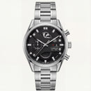 Steel Silver Industrial Chronograph Men’s Watch with Black Dial