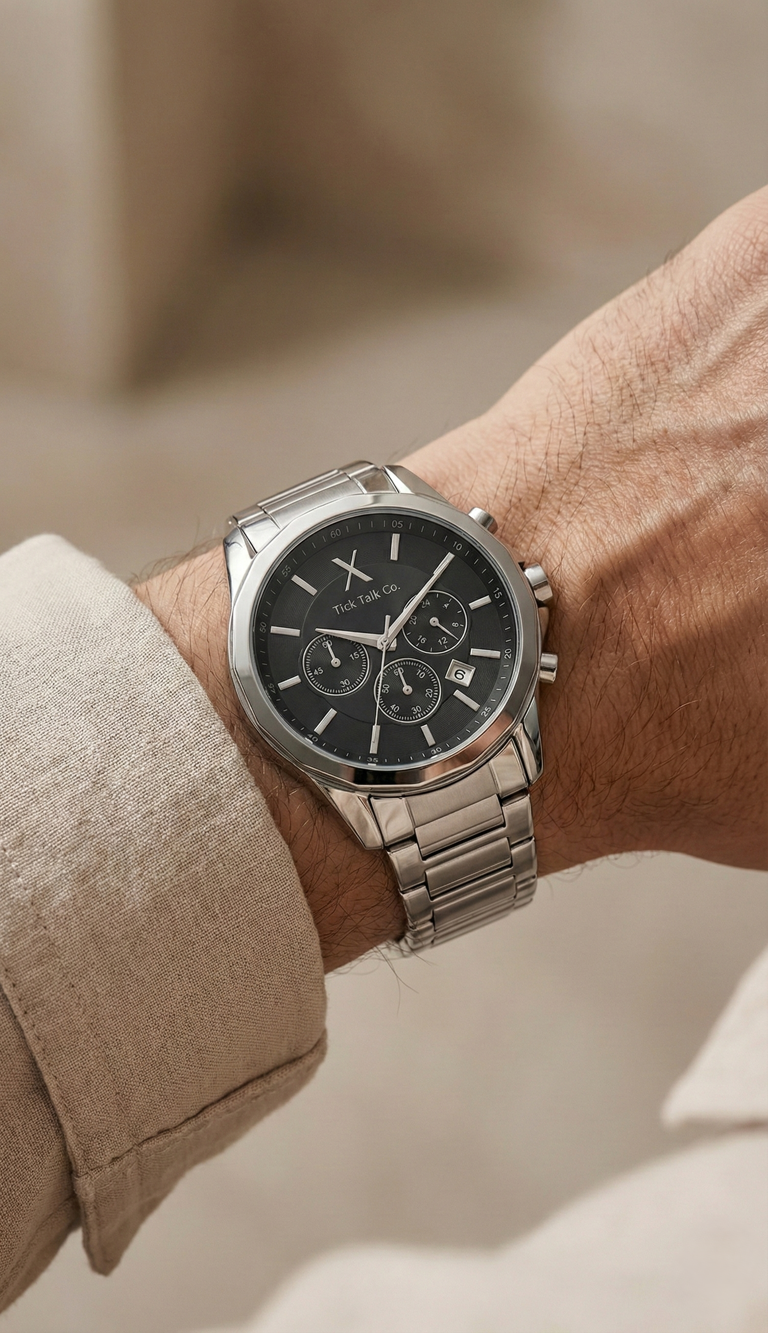 Centrix Midnight Black Chronograph Silver Edition