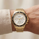 Luxury Gold Steel White Chronograph Dial Men’s Watch