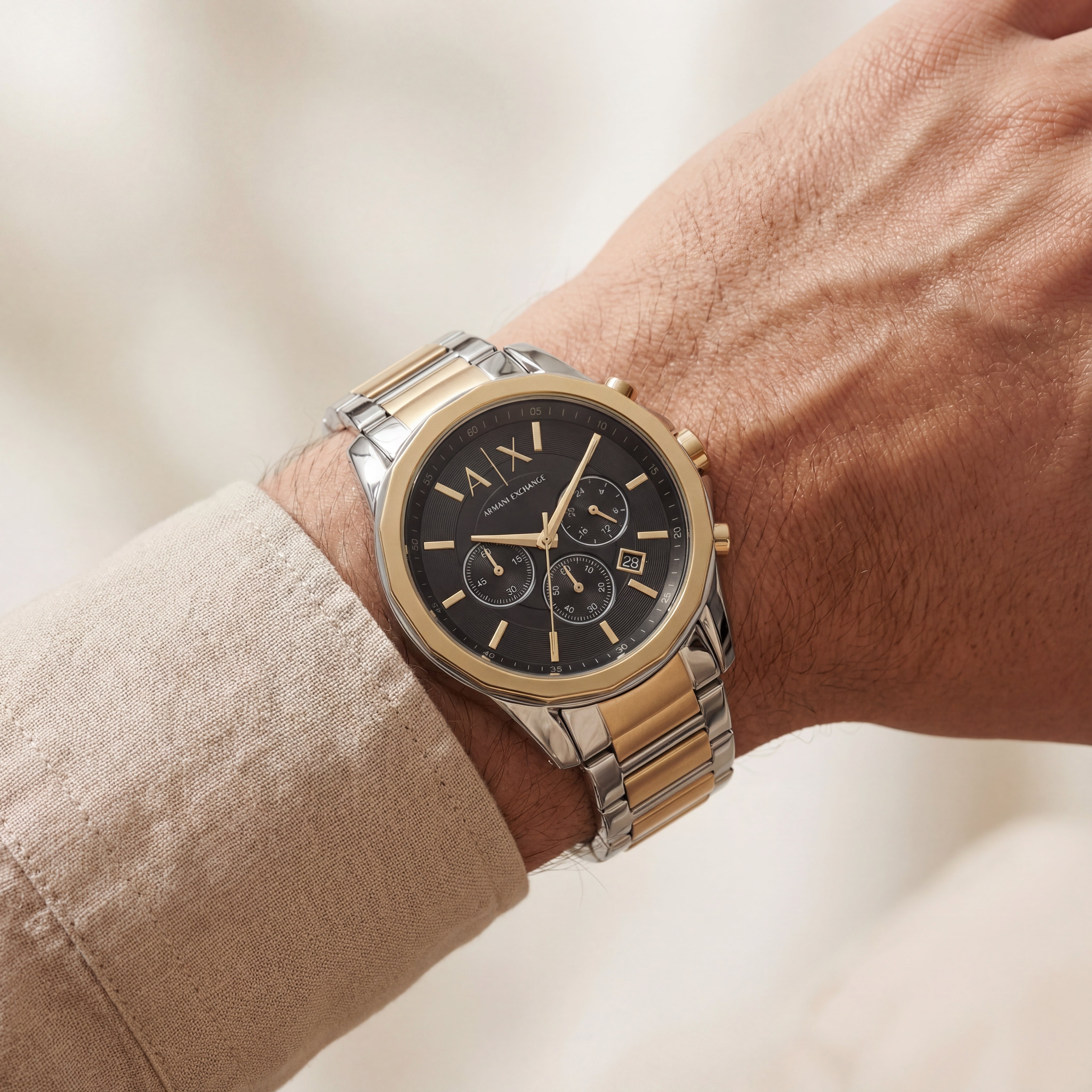 Centrix Onyx Black Silver–Gold Chronograph Watch
