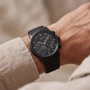 All-Black Chronograph Men’s Watch with Silicone Strap
