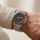 Steel Black Dial Red-Accent Chronograph Men’s Watch