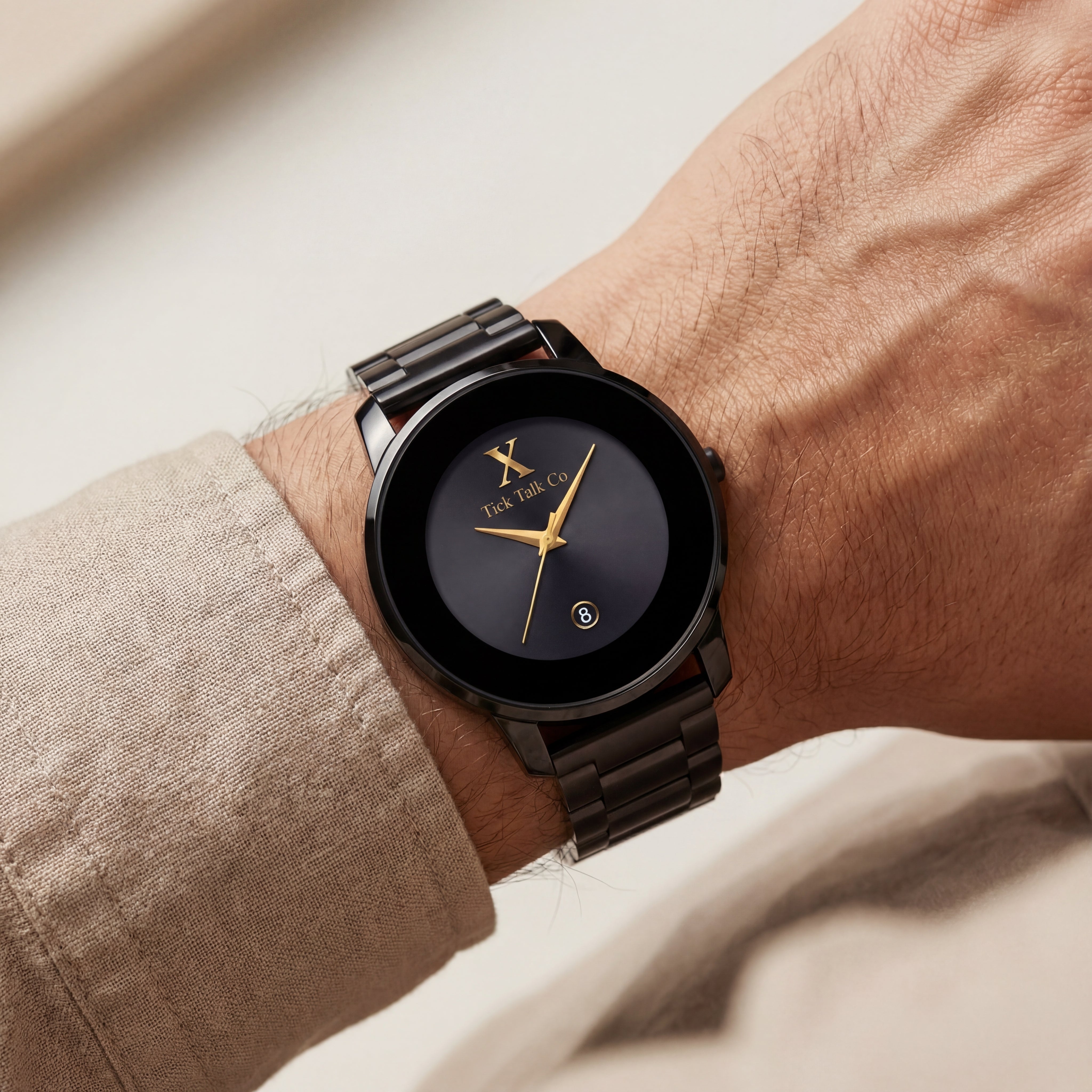 Black Dial Black Stainless Steel Watch