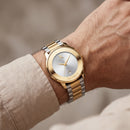 Two-Tone Gold Silver Date Dial Stainless Steel Watch