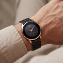 Black Stainless Steel Rose Gold Case Black Date Dial Men’s Watch