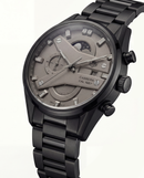 Matte Black Industrial Chronograph Men’s Watch with Grey Dial