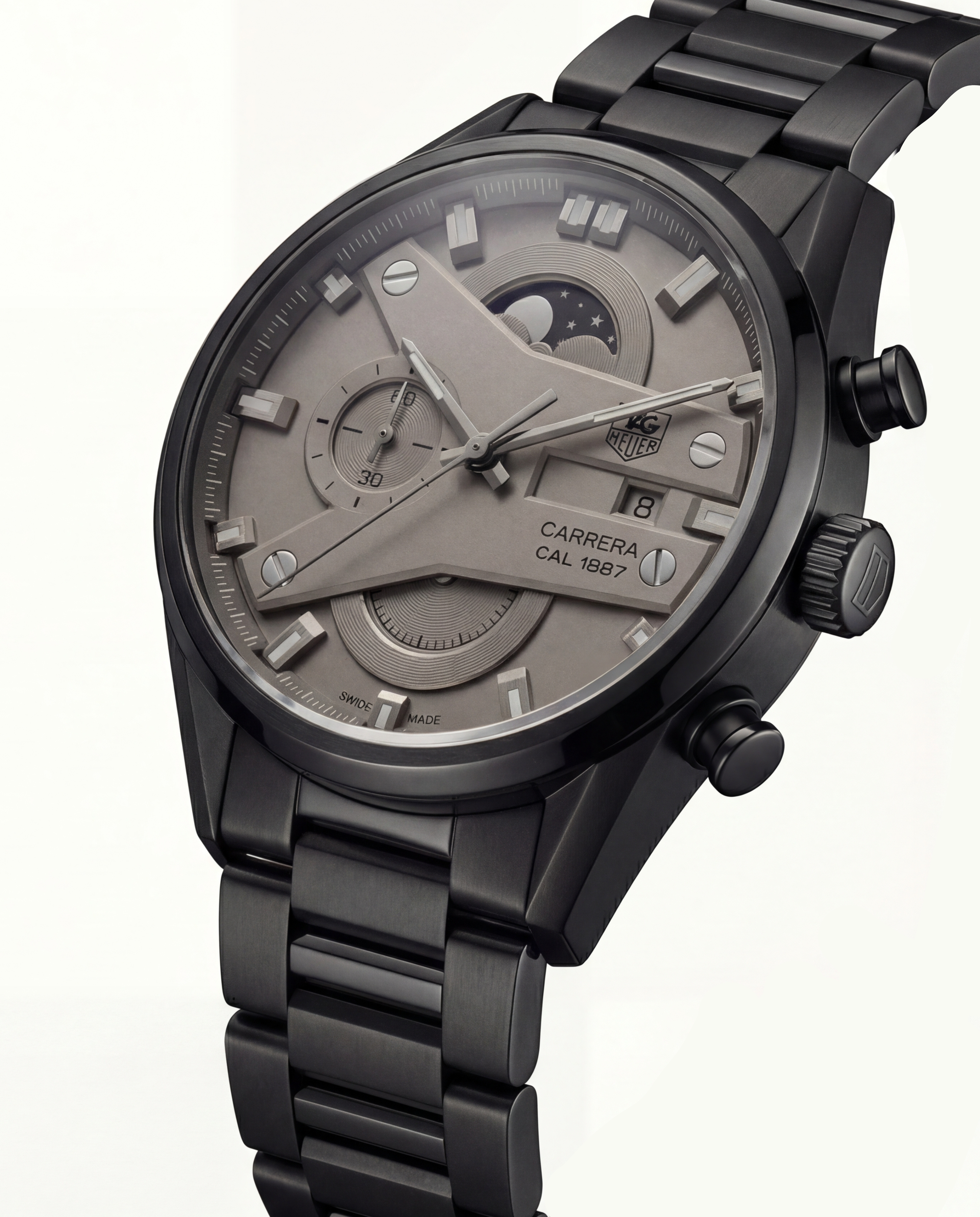 Matte Black Industrial Chronograph Men’s Watch with Grey Dial