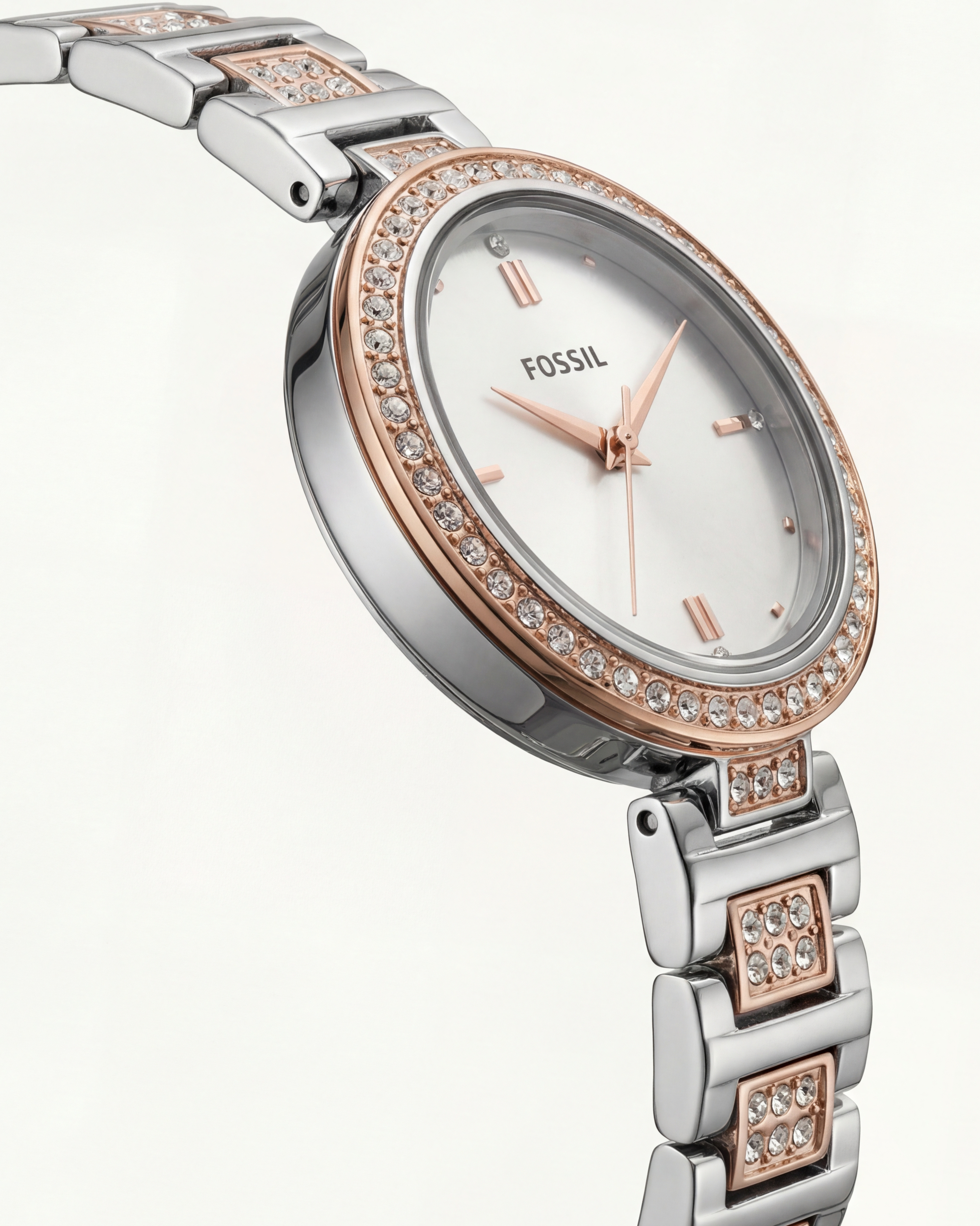 Silver Radiance Crystal Watch – Two-Tone Luxe Edition