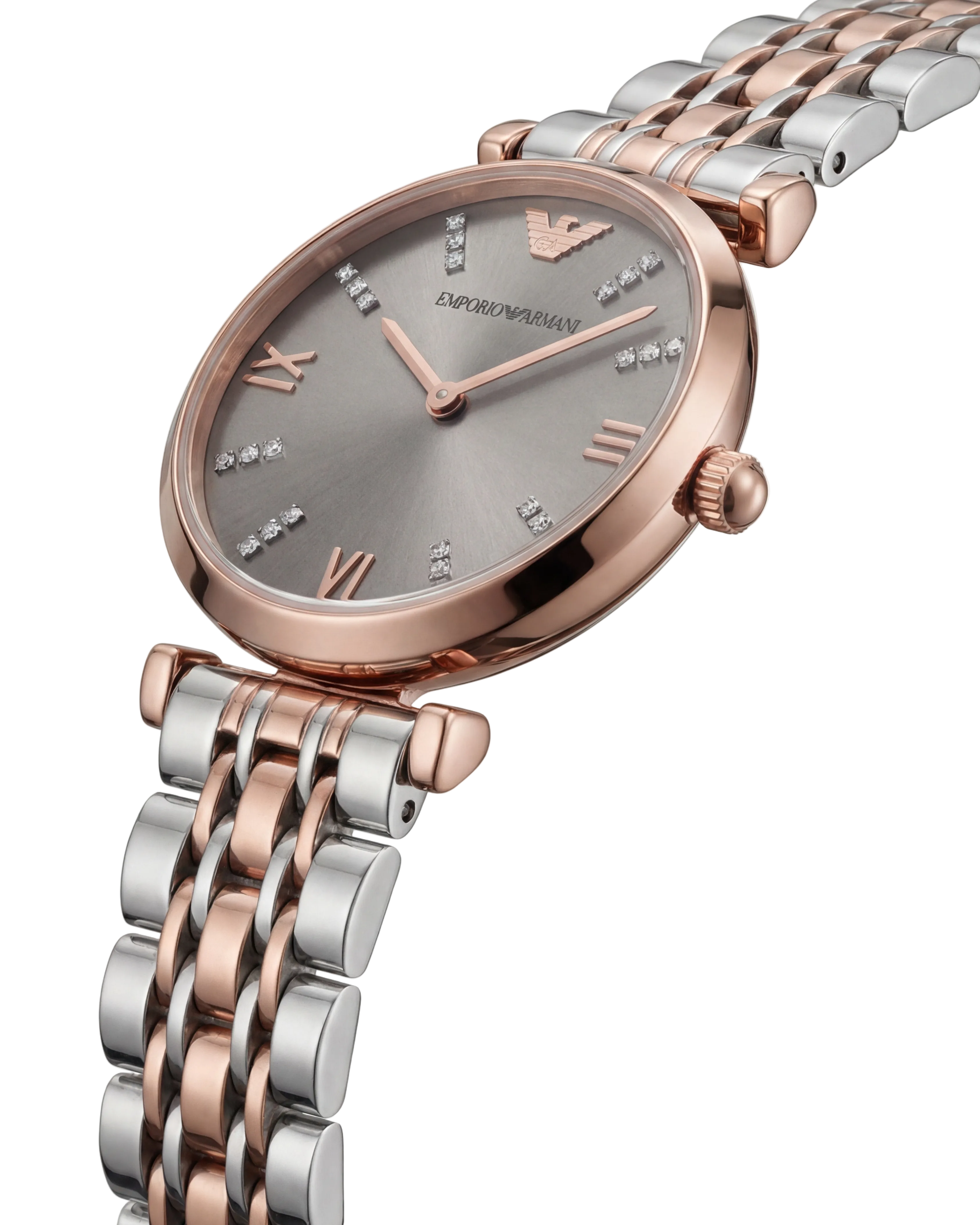 Grey Radiance Crystal Watch – Two-Tone Rose Edition