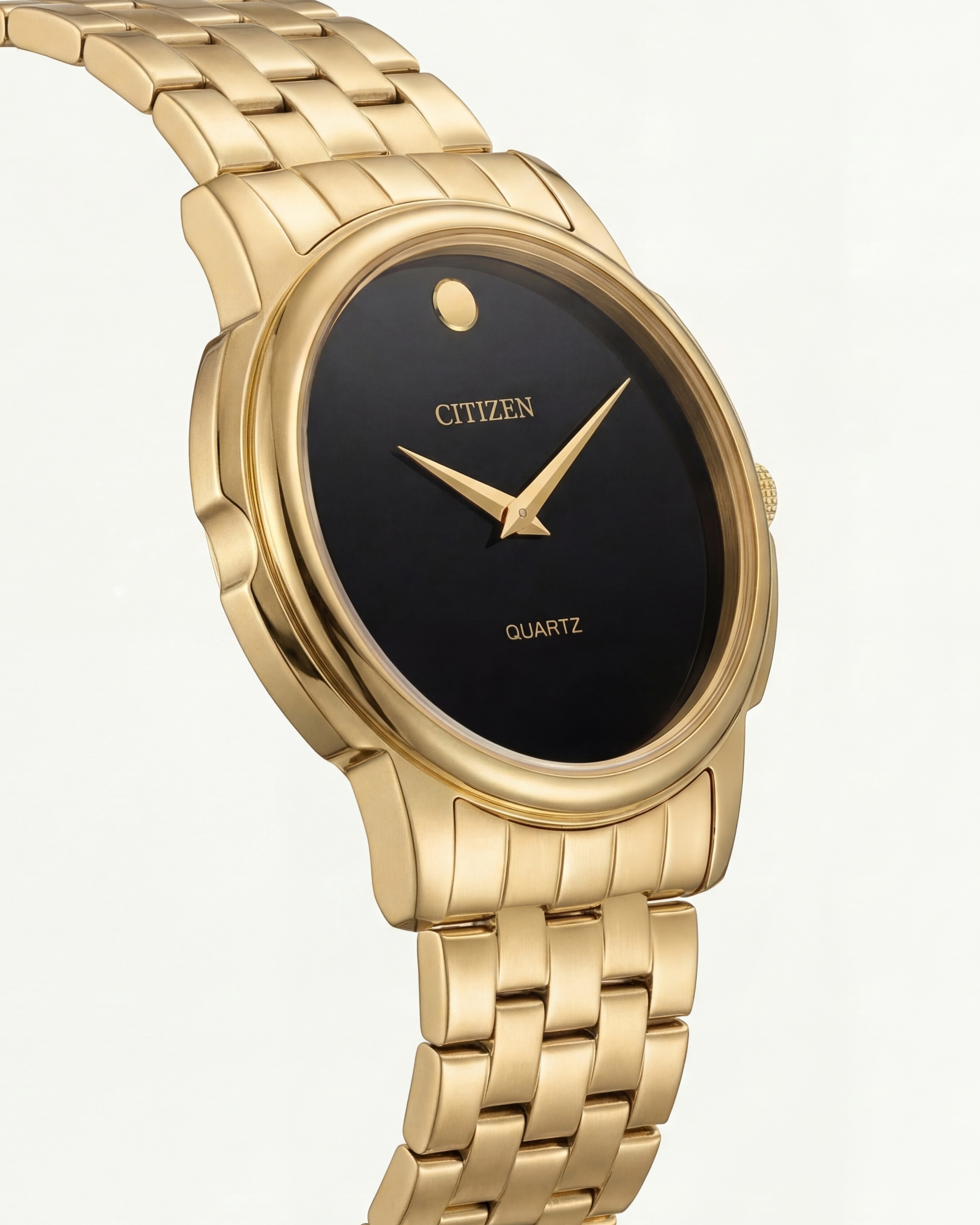 Luxury Gold Stainless Steel Minimalist Watch Black Dial Slim Hands Quartz Dress Watch – Men