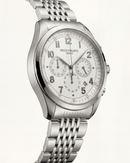 Luxury Silver Stainless Steel Chronograph Watch Silver Dial Arabic Numerals Multi-Subdial Date Display – Men