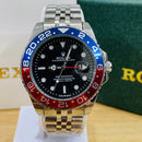 Premium Silver GMT Style Luxury Watch Blue Red Pepsi Bezel Jubilee Bracelet Classic Statement Watch – Men