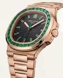 Rose Gold Green Bezel Luxury Metal Watch for Men