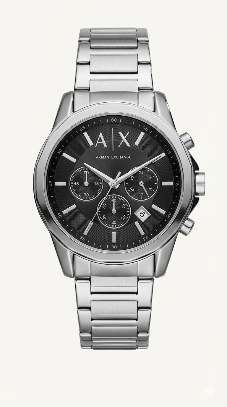 Centrix Midnight Black Silver Chronograph Watch