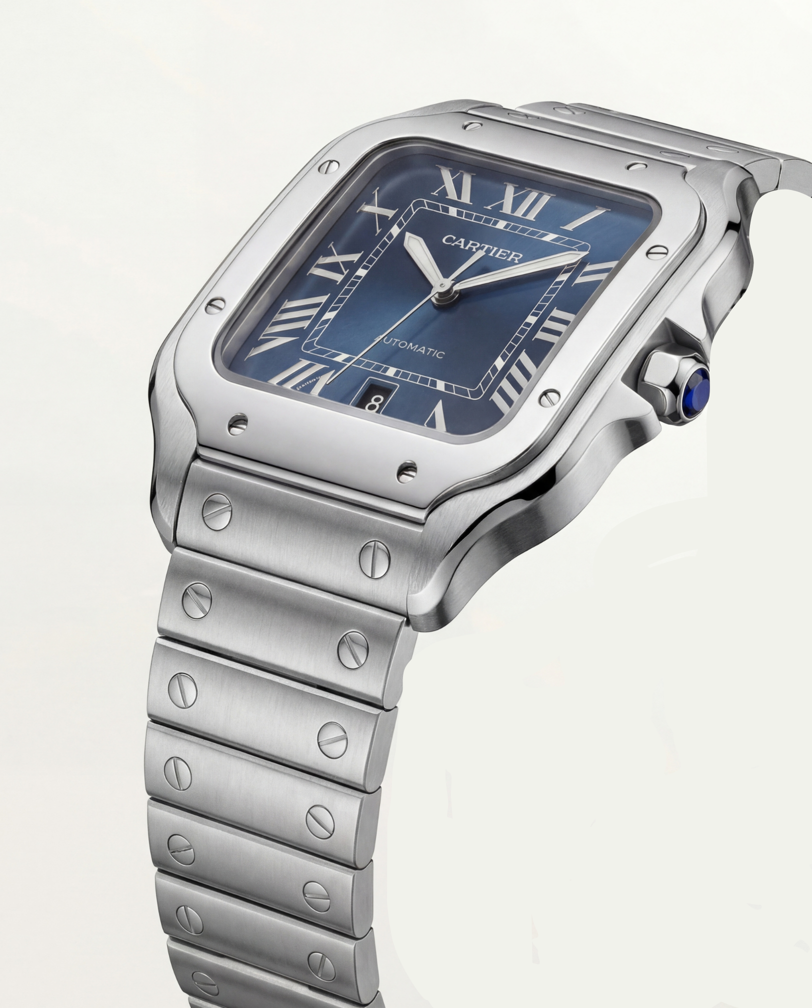 Midnight Blue Square Automatic Roman Dial Steel Watch