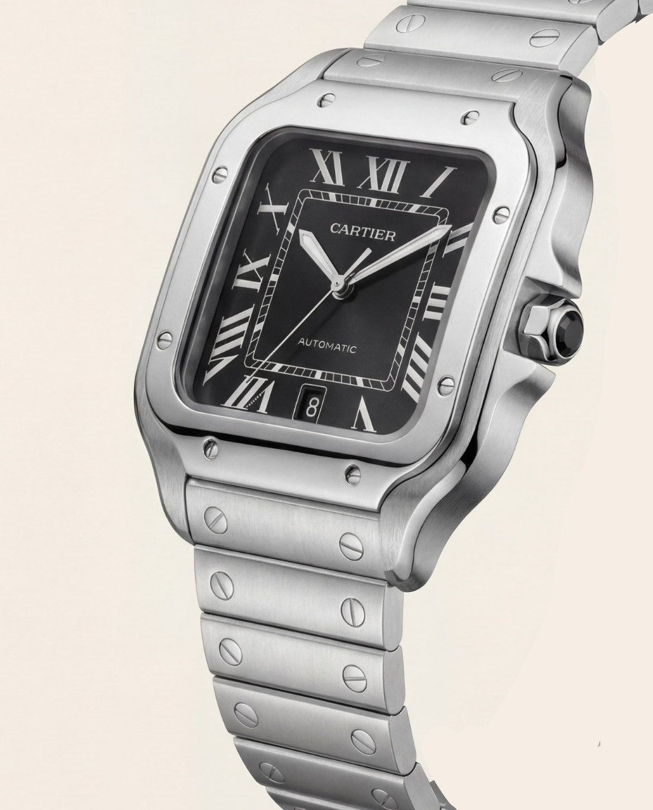 Classic Silver Square Roman Dial Steel Watch