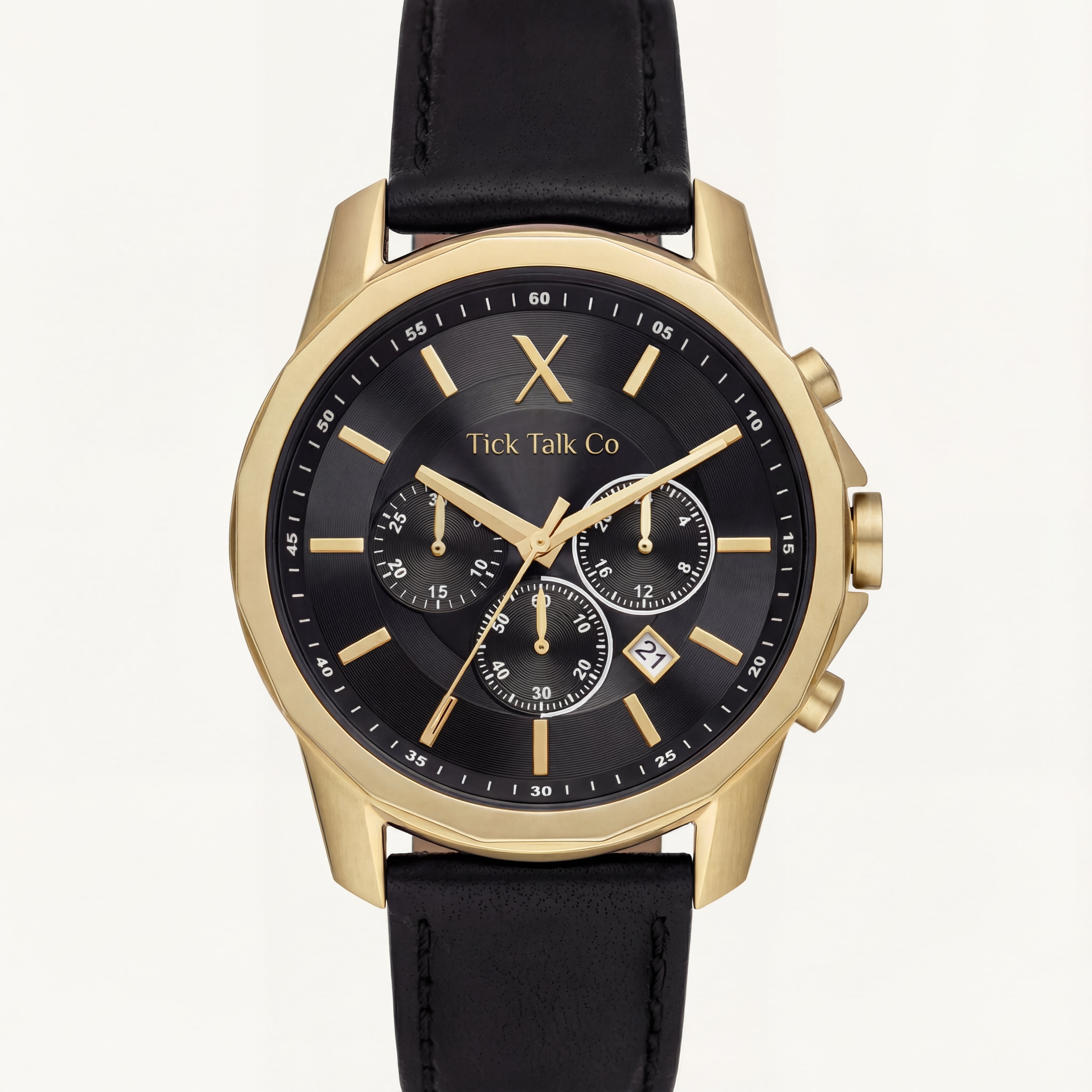 Centrix Black Gold Chronograph Leather