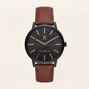 Centrix Black Gold Classic Leather Watch