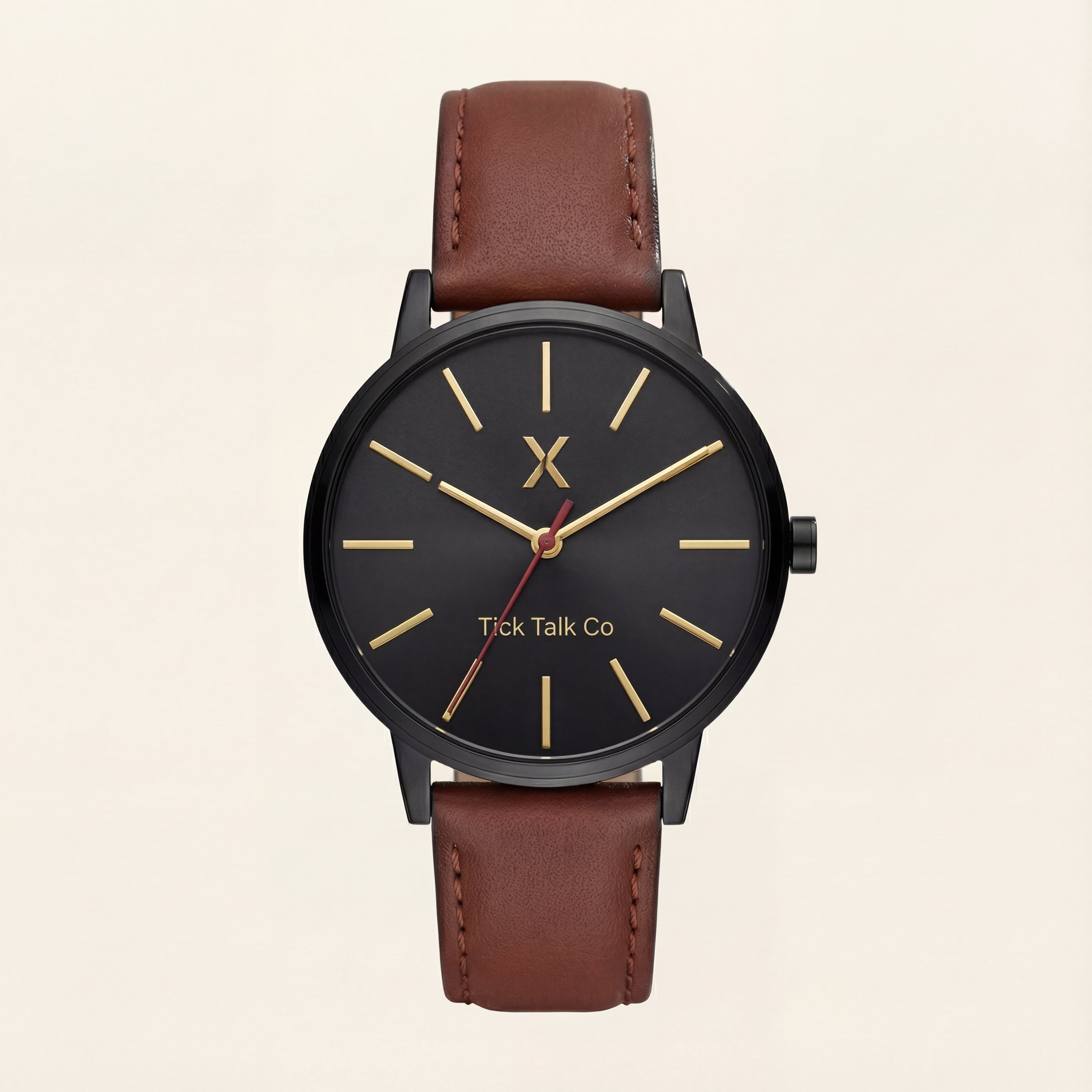 Centrix Black Gold Classic Leather Watch