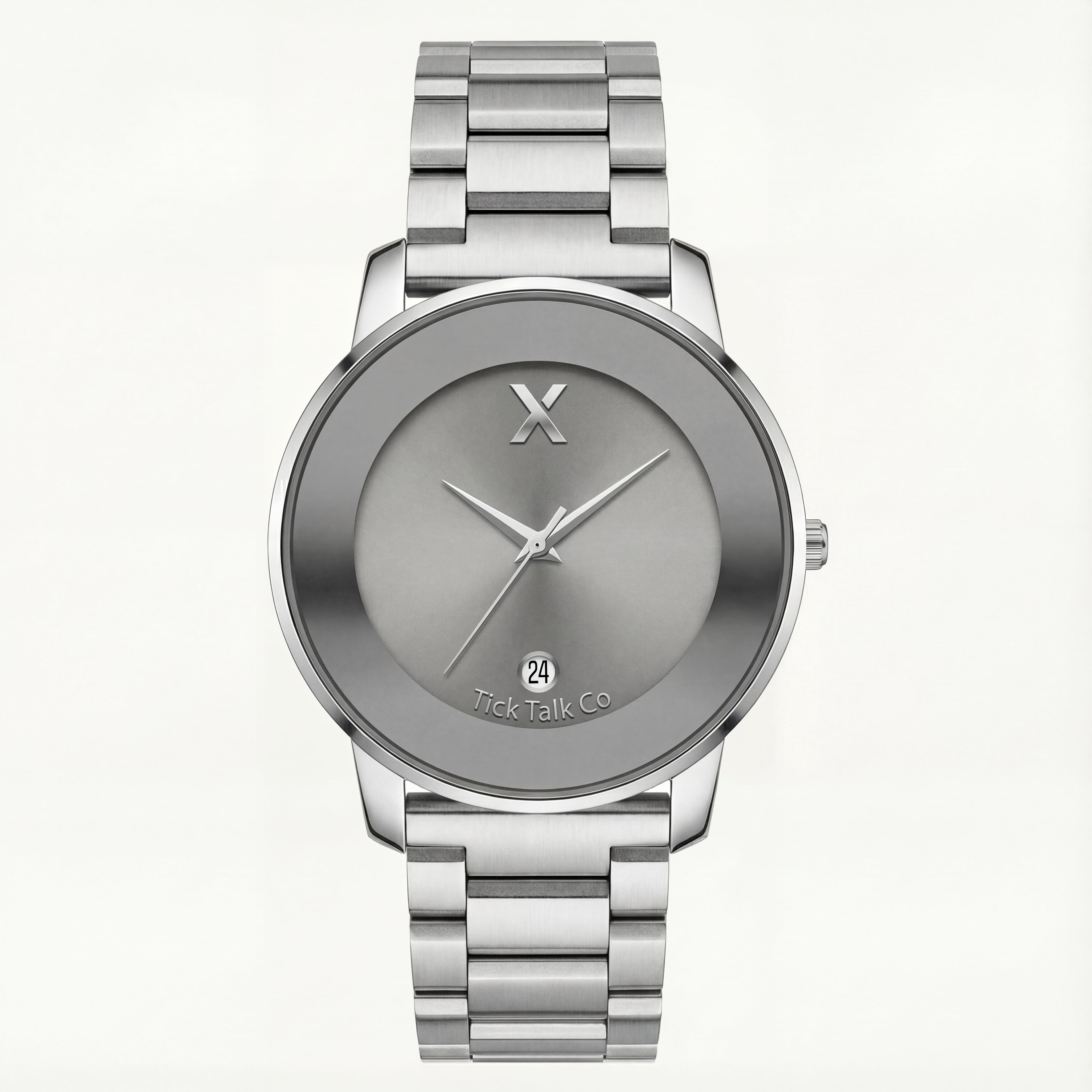 Silver Stainless Steel Grey Date Dial Men’s Watch