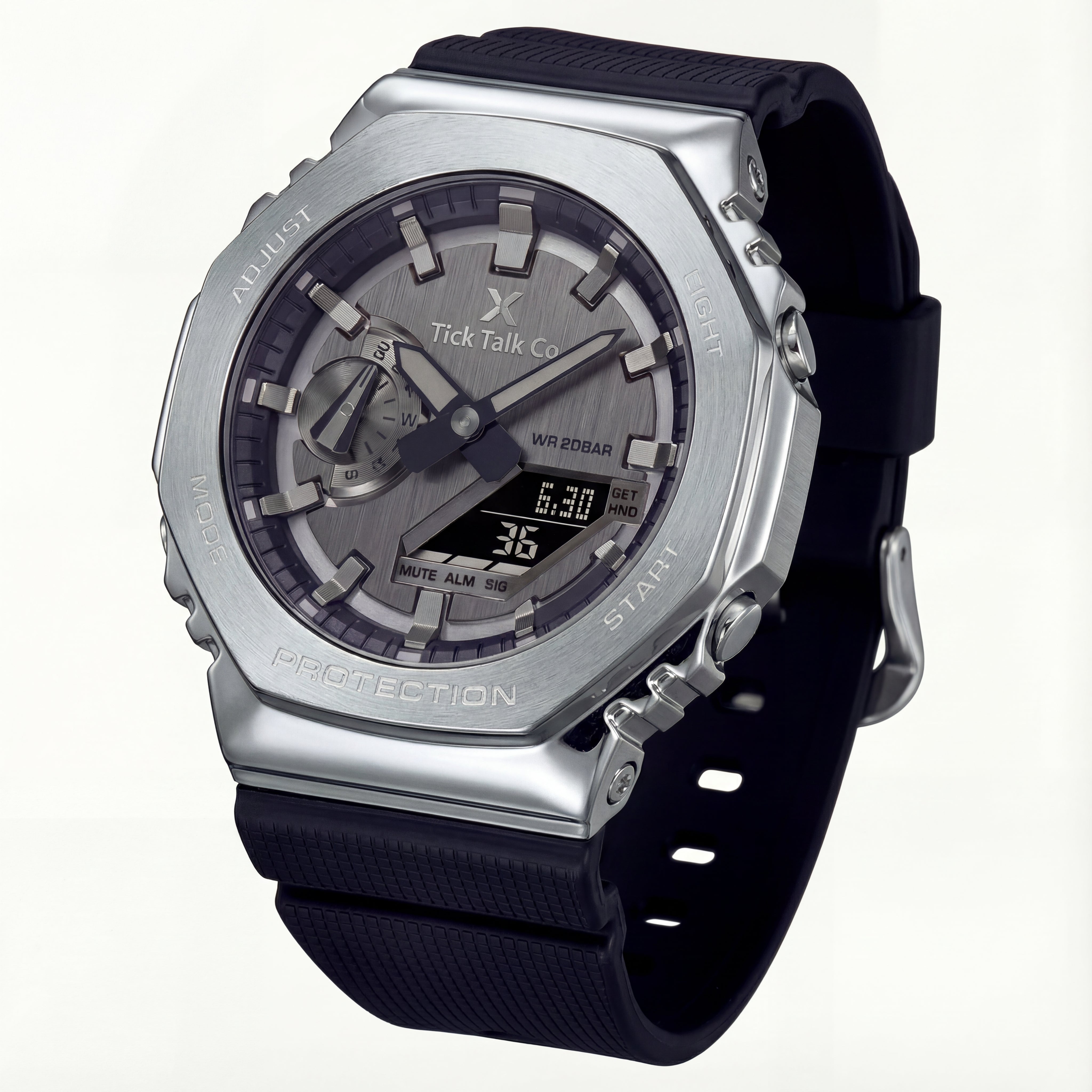 Silver Analog-Digital Sports Watch with Black Strap