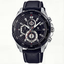 Black Chronograph Stainless Steel Leather Watch