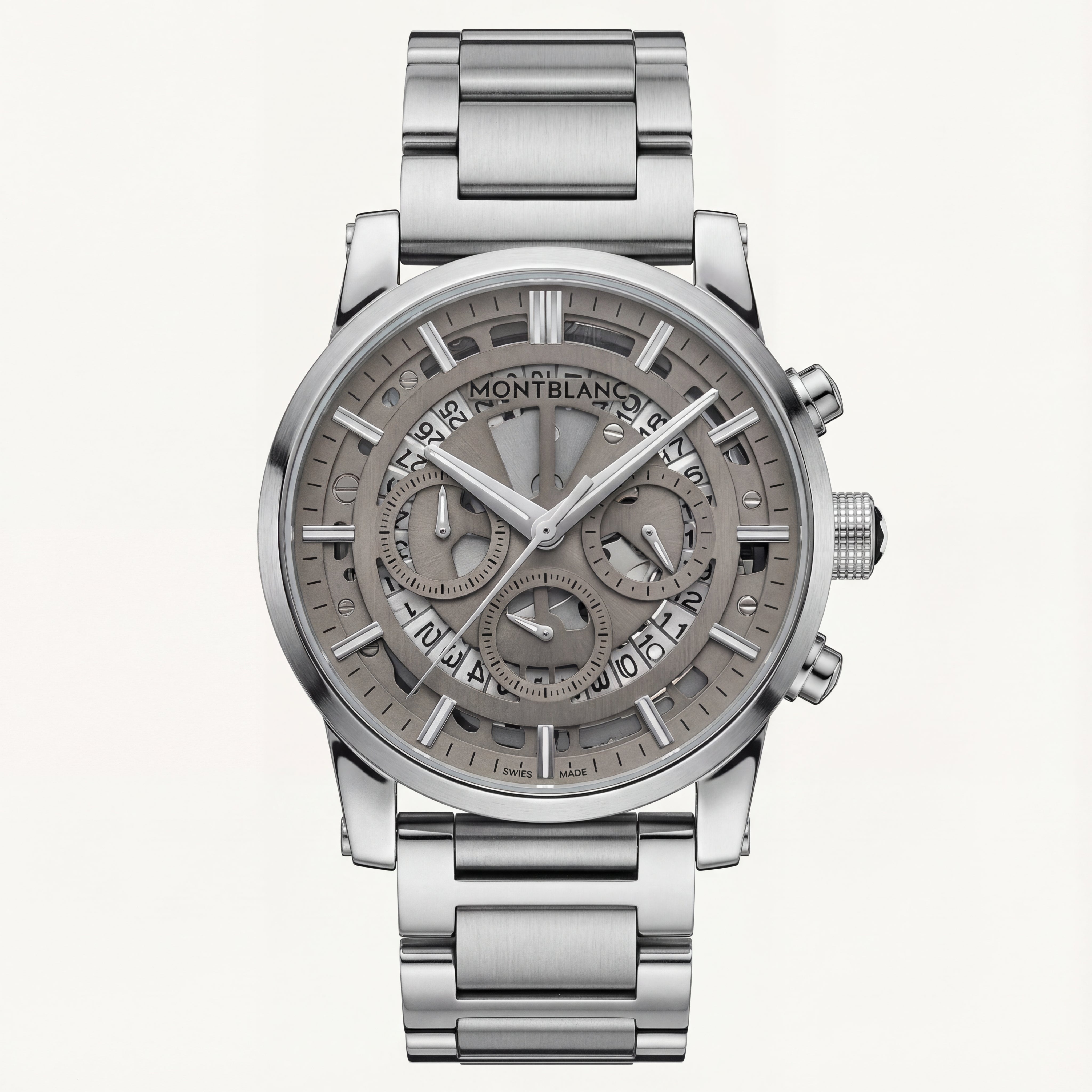 Premium Silver Skeleton Chronograph Watch for Men
