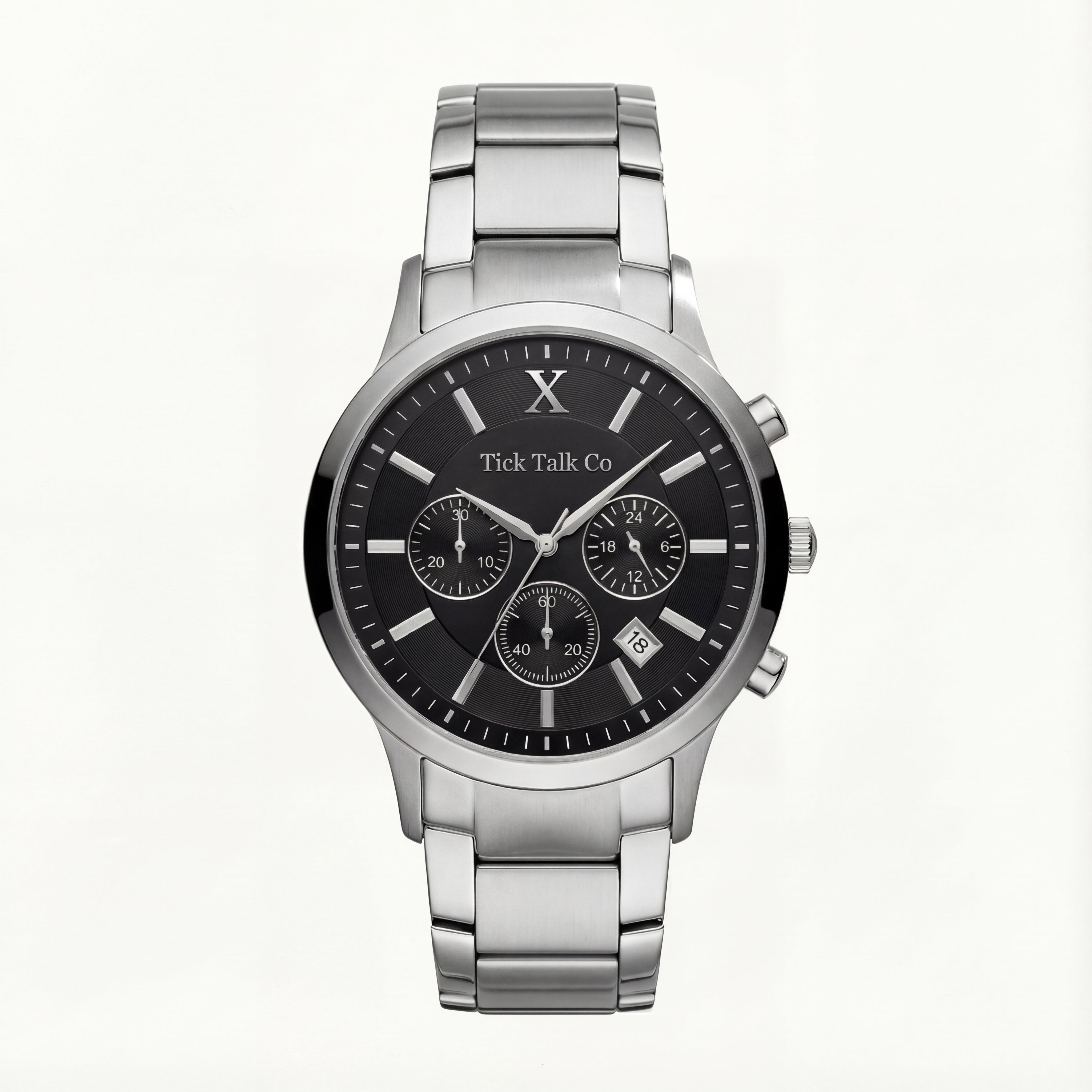 Silver Stainless Steel Chronograph Black Dial Men’s Watch
