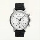 Silver Chronograph Watch with White Dial & Black Rubber Strap