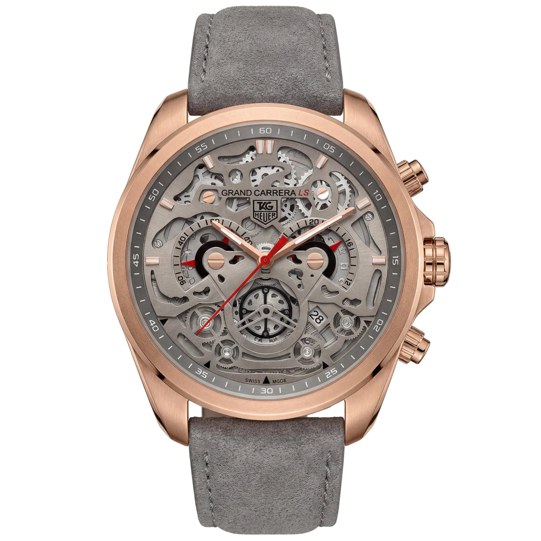 Premium Open-Work Skeleton Dial Watch with Suede Leather Strap