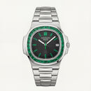 Emerald Bezel Luxury Stainless Steel Watch for Men – Elite Edition