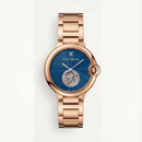 Blue Guilloché Dial Rose Gold Open-Heart Watch with Stainless Steel Bracelet