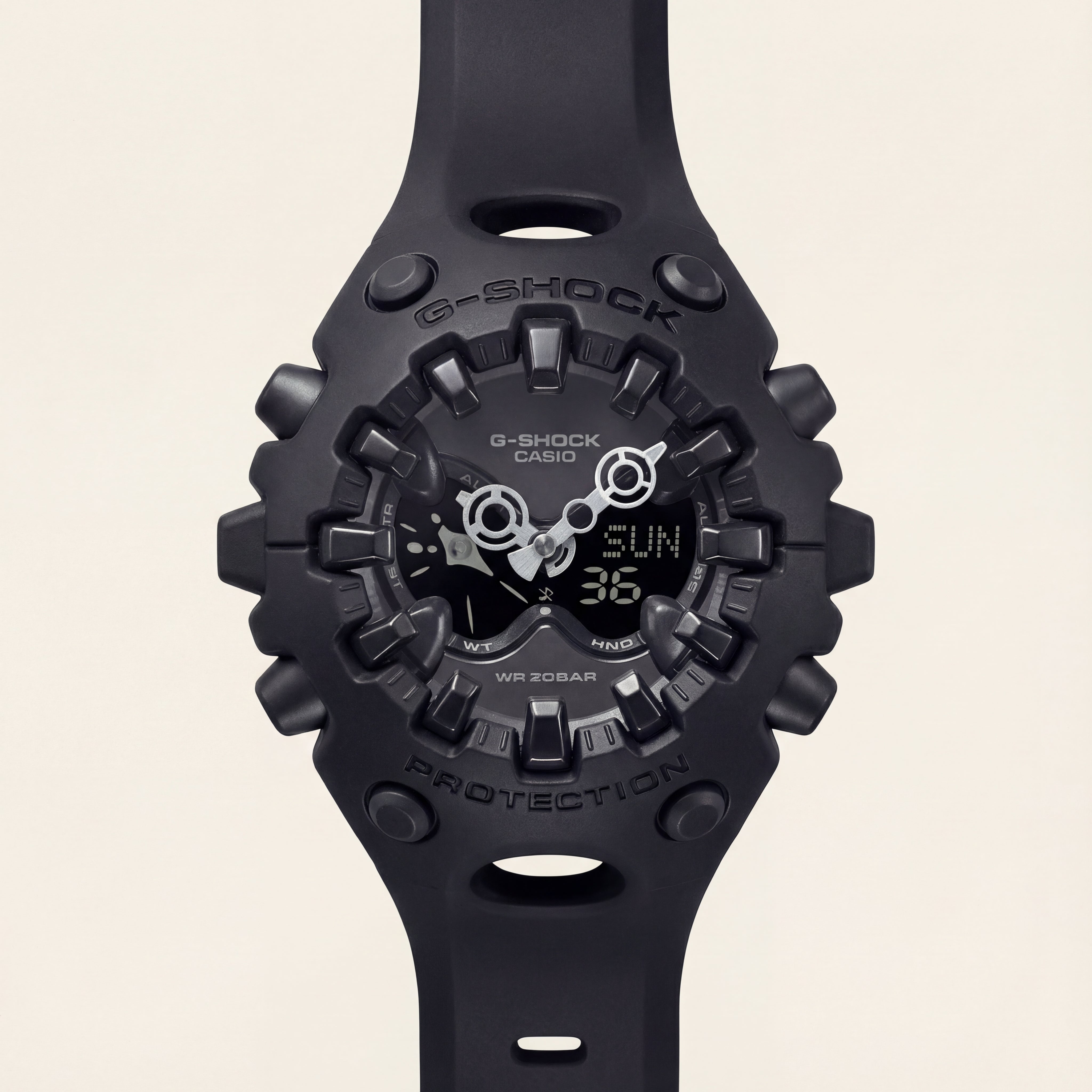 Matte Black Shock-Resistant Hybrid Sports Watch
