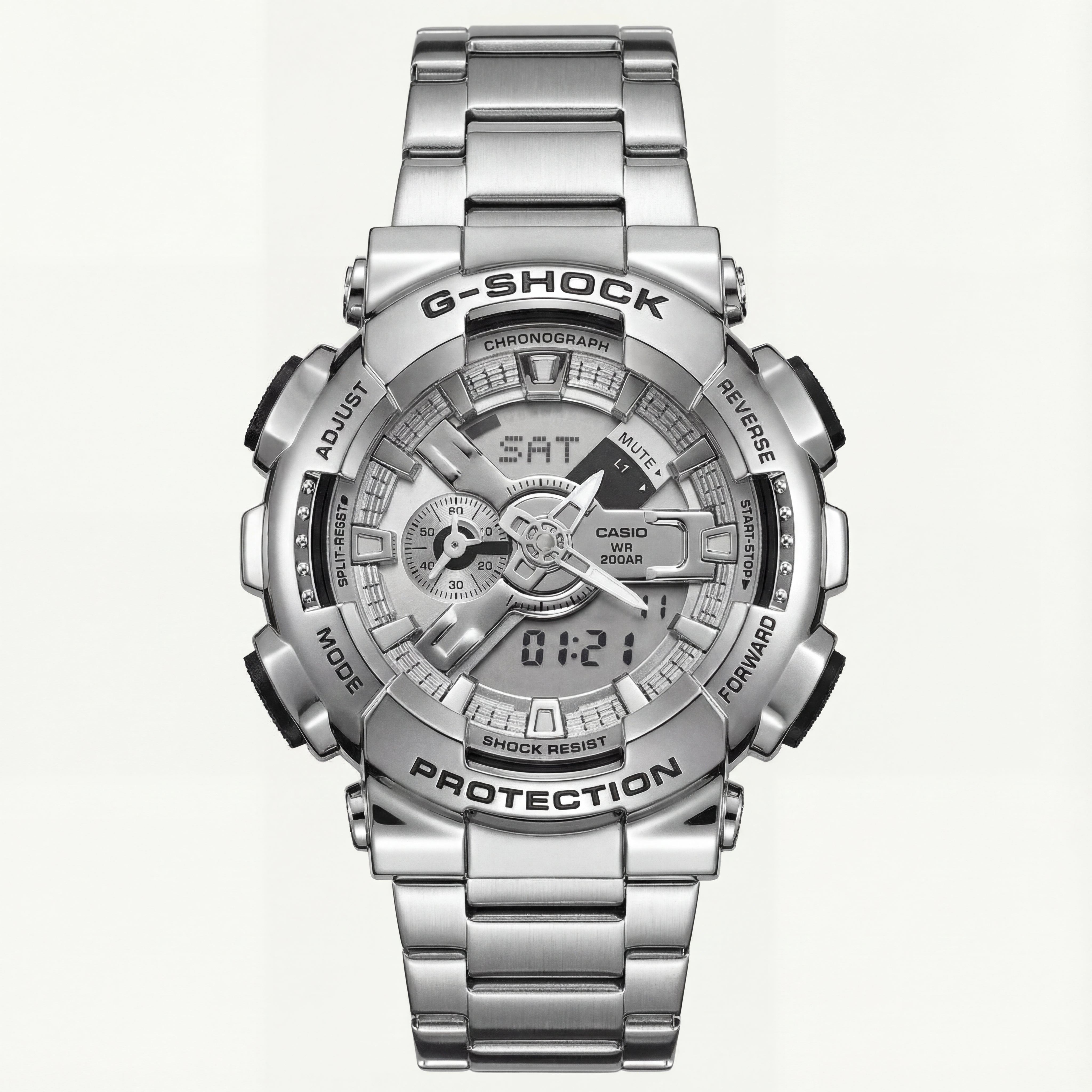 Brushed Steel Heavy-Duty Chronograph Sports Watch