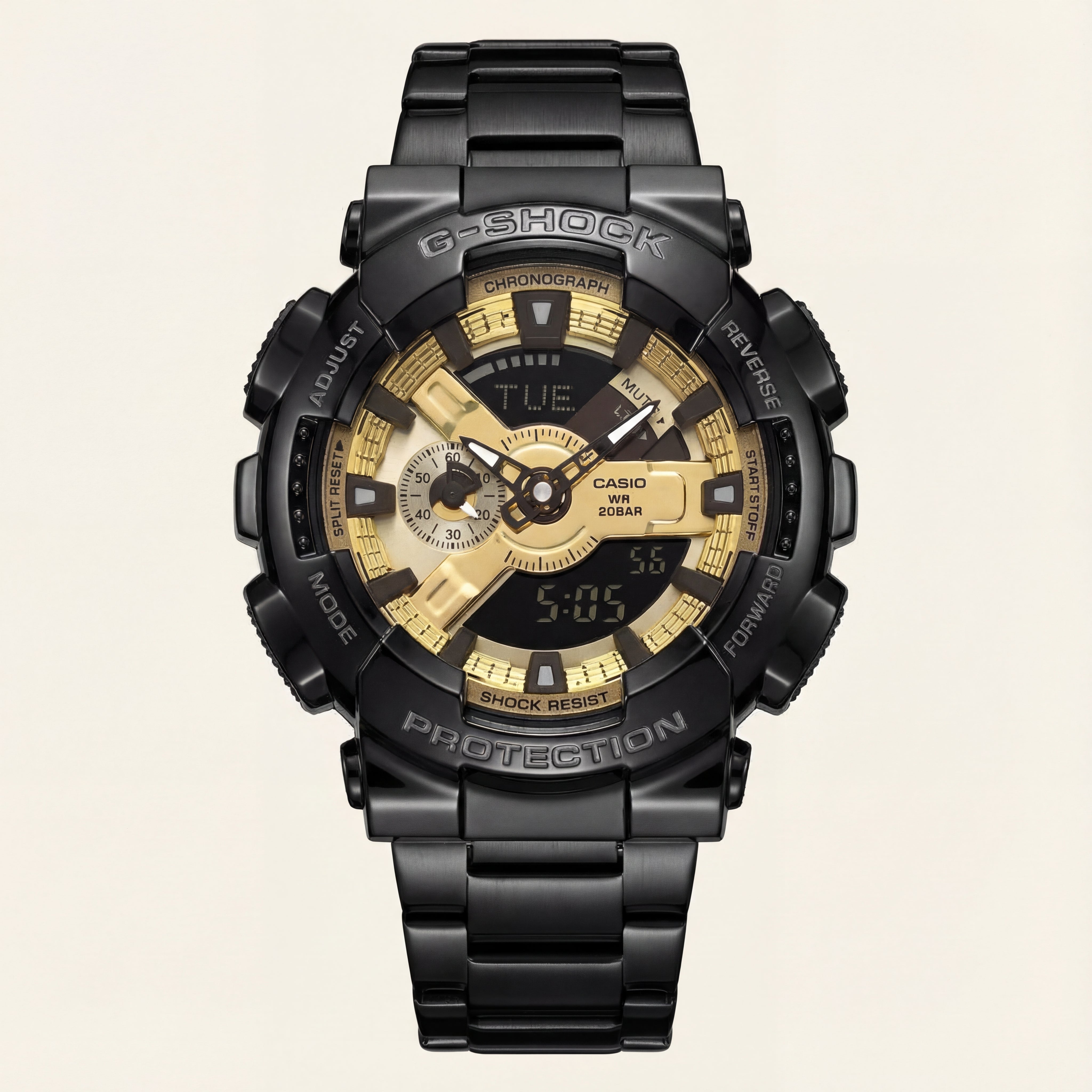 Black & Gold Heavy-Duty Chronograph Sports Watch